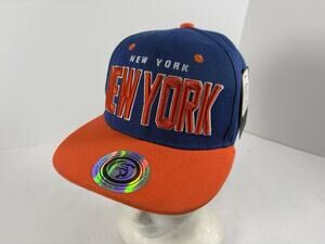 New York Snapback Hat Blue Orange Adjustable Cap Kids Youth NWT T&T
